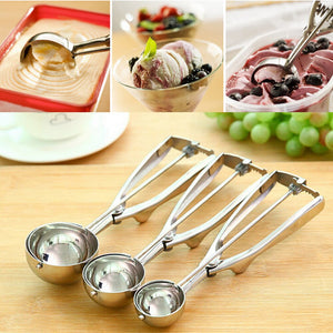 New Kitchen Ice Cream Mash Potato Scoop Stainless Steel Spoon Spring Handle Kitchen Accessories Wholesale 3 size for choose z0