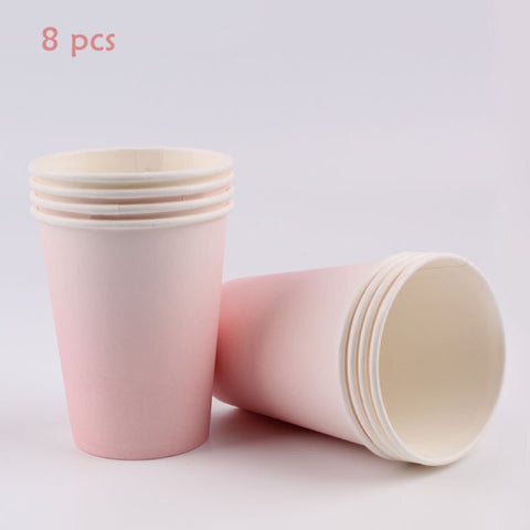 Disposable Tableware Accessories Birthday Party Ice Cream Series Plates Cups Knives Forks Spoons Party Supplies Solid Color