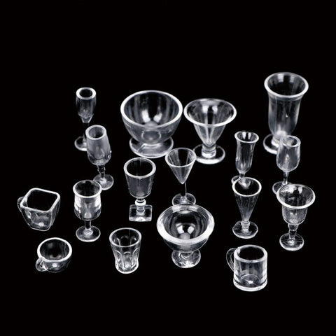 12Pcs/Set Modern Clear Transparent Plastic Mini Ice Cream Cup Tableware Doll House Miniatures Craft for Kids Gifts Kitchen Toys