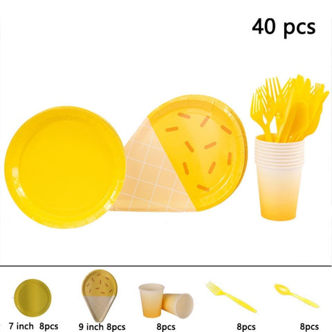 Birthday Theme Activities Ice Cream Series Disposable Tableware Banquet Wedding Plates Cups Knives Forks Spoons Party Gatherings