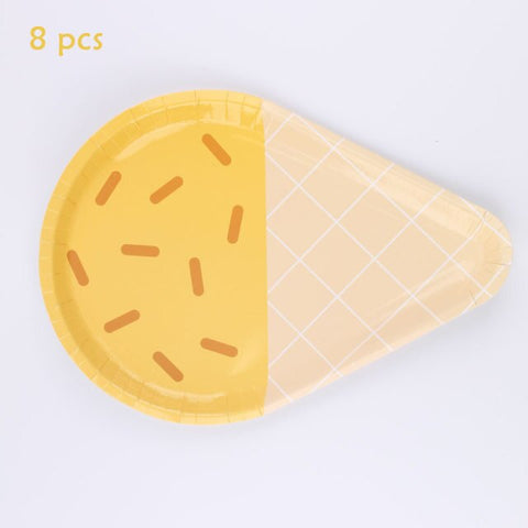 Birthday Theme Activities Ice Cream Series Disposable Tableware Banquet Wedding Plates Cups Knives Forks Spoons Party Gatherings