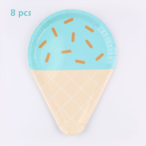 Birthday Theme Activities Ice Cream Series Disposable Tableware Banquet Wedding Plates Cups Knives Forks Spoons Party Gatherings
