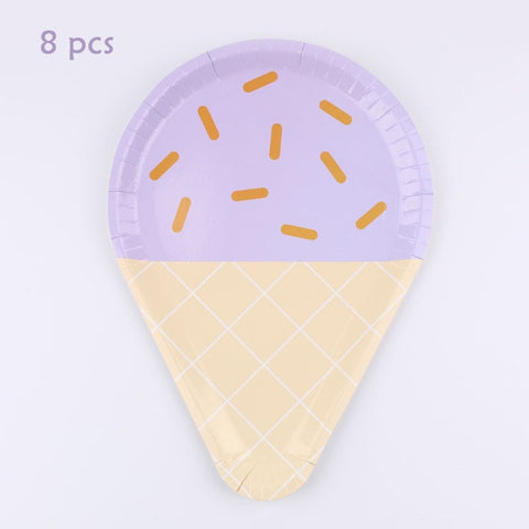 Birthday Theme Activities Ice Cream Series Disposable Tableware Banquet Wedding Plates Cups Knives Forks Spoons Party Gatherings