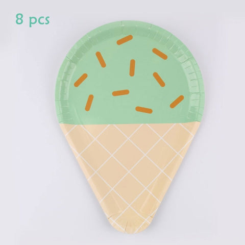 Birthday Theme Activities Ice Cream Series Disposable Tableware Banquet Wedding Plates Cups Knives Forks Spoons Party Gatherings
