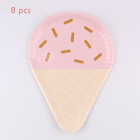 Birthday Theme Activities Ice Cream Series Disposable Tableware Banquet Wedding Plates Cups Knives Forks Spoons Party Gatherings
