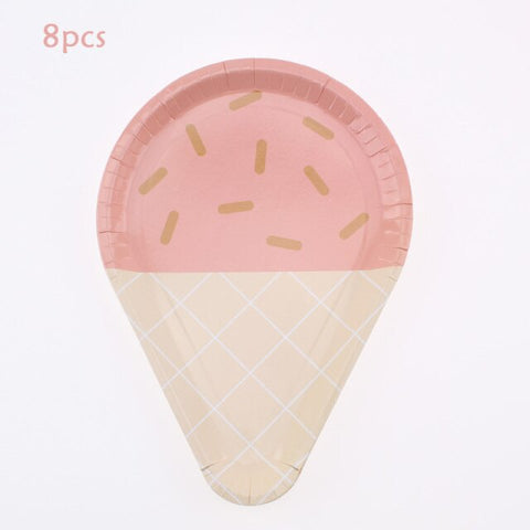 Birthday Theme Activities Ice Cream Series Disposable Tableware Banquet Wedding Plates Cups Knives Forks Spoons Party Gatherings