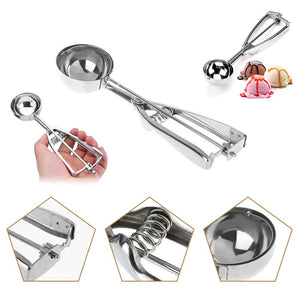 High Quality 5/6 Cm Ice Cream Scoop Useful Stainless Steel Ice Cream Scoop Biscuit Dough Dish Spoon Watermelon Scoop Kitchen Set