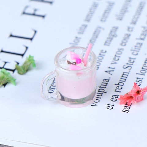 Mini Milkshake Ice Cream Lemon Milk Fruit Tea Water Cup Strawberry Banana Miniatures Dollhouse Accessories Cups Kitchen Toys