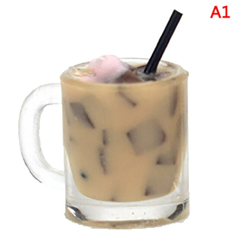 Mini Milkshake Ice Cream Lemon Milk Fruit Tea Water Cup Strawberry Banana Miniatures Dollhouse Accessories Cups Kitchen Toys
