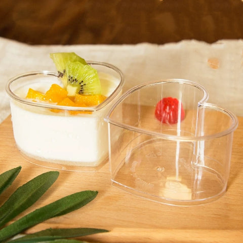 new 40PCS Mousse Dessert Heart-shaped Cups Plastic Pudding cup Disposable Party Milk  Tiramisu Birthday Wedding Ice Cream