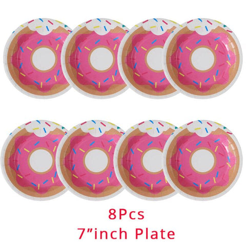 Donut Party Kit Paper Cups Plate Napkins Ice Cream Balloon Candy Bar Party Decoration Baby Shower Kids Birthday Party Decoration