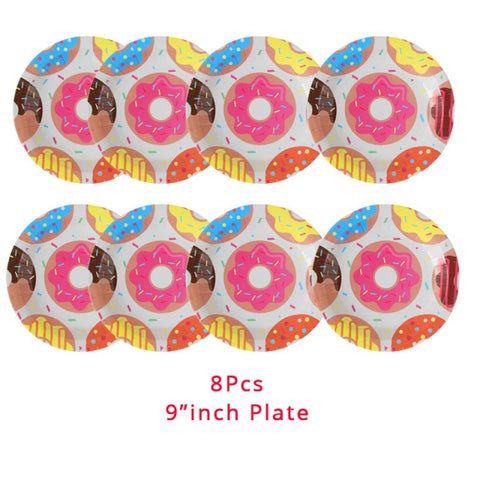 Donut Party Kit Paper Cups Plate Napkins Ice Cream Balloon Candy Bar Party Decoration Baby Shower Kids Birthday Party Decoration