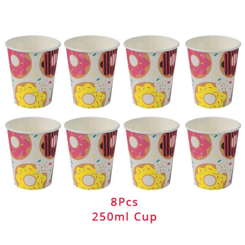Donut Party Kit Paper Cups Plate Napkins Ice Cream Balloon Candy Bar Party Decoration Baby Shower Kids Birthday Party Decoration