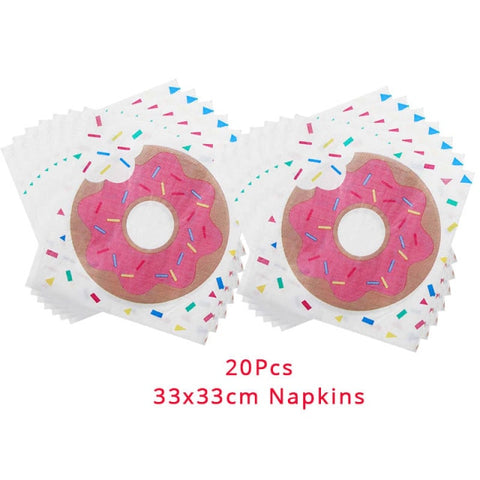 Donut Party Kit Paper Cups Plate Napkins Ice Cream Balloon Candy Bar Party Decoration Baby Shower Kids Birthday Party Decoration