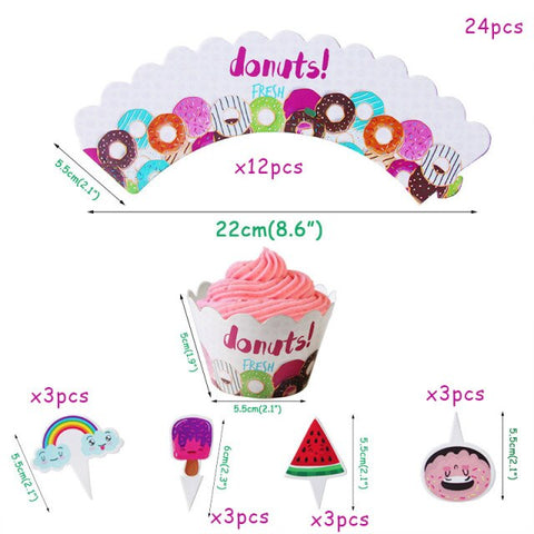 Donut Party Kit Paper Cups Plate Napkins Ice Cream Balloon Candy Bar Party Decoration Baby Shower Kids Birthday Party Decoration