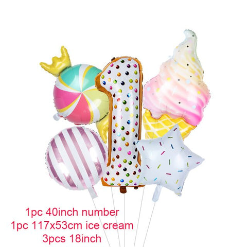 Donut Party Kit Paper Cups Plate Napkins Ice Cream Balloon Candy Bar Party Decoration Baby Shower Kids Birthday Party Decoration