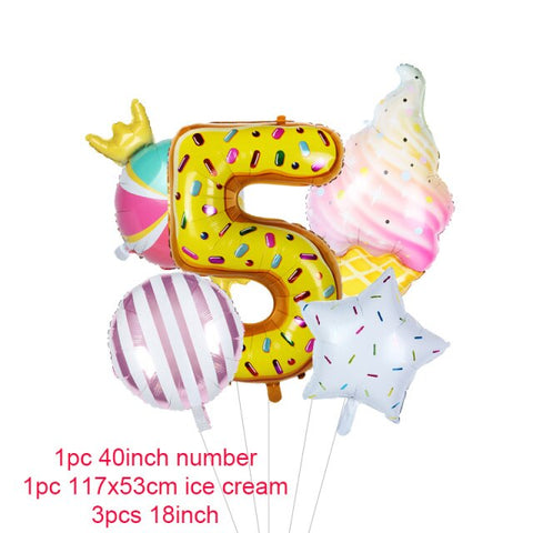 Donut Party Kit Paper Cups Plate Napkins Ice Cream Balloon Candy Bar Party Decoration Baby Shower Kids Birthday Party Decoration