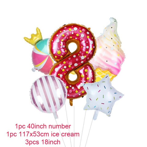 Donut Party Kit Paper Cups Plate Napkins Ice Cream Balloon Candy Bar Party Decoration Baby Shower Kids Birthday Party Decoration