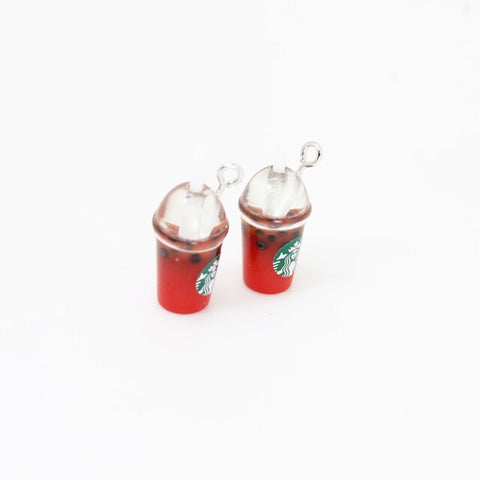 8pcs-- 21*12mm Resin Kawaii 3D Straw Milk Tea Ice Cream Coffee Frappuccino Cup Charm Imitation food Pendant Jewlery Findings