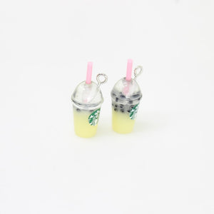 8pcs-- 21*12mm Resin Kawaii 3D Straw Milk Tea Ice Cream Coffee Frappuccino Cup Charm Imitation food Pendant Jewlery Findings