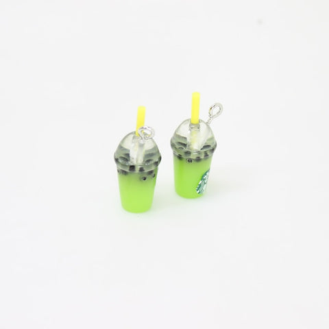 8pcs-- 21*12mm Resin Kawaii 3D Straw Milk Tea Ice Cream Coffee Frappuccino Cup Charm Imitation food Pendant Jewlery Findings