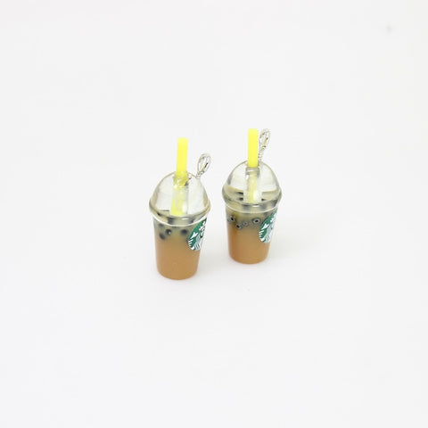 8pcs-- 21*12mm Resin Kawaii 3D Straw Milk Tea Ice Cream Coffee Frappuccino Cup Charm Imitation food Pendant Jewlery Findings