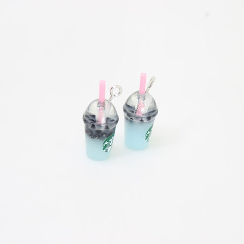 8pcs-- 21*12mm Resin Kawaii 3D Straw Milk Tea Ice Cream Coffee Frappuccino Cup Charm Imitation food Pendant Jewlery Findings