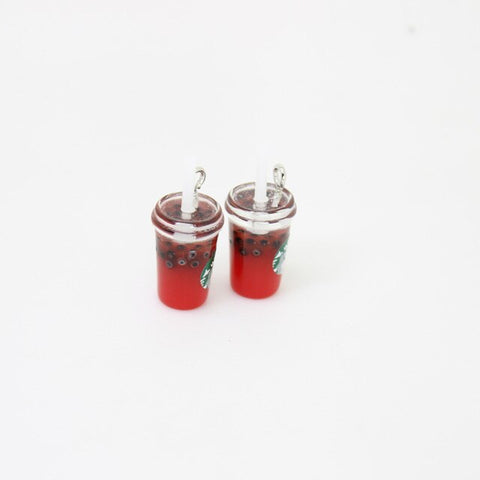 8pcs-- 21*12mm Resin Kawaii 3D Straw Milk Tea Ice Cream Coffee Frappuccino Cup Charm Imitation food Pendant Jewlery Findings