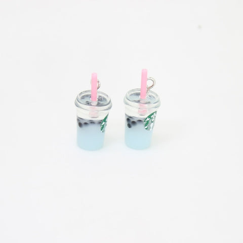 8pcs-- 21*12mm Resin Kawaii 3D Straw Milk Tea Ice Cream Coffee Frappuccino Cup Charm Imitation food Pendant Jewlery Findings