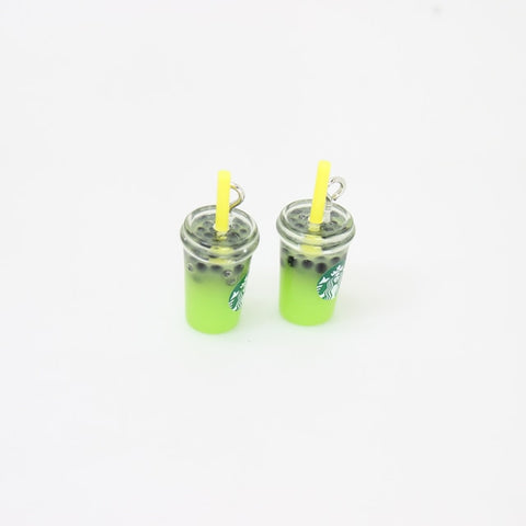 8pcs-- 21*12mm Resin Kawaii 3D Straw Milk Tea Ice Cream Coffee Frappuccino Cup Charm Imitation food Pendant Jewlery Findings