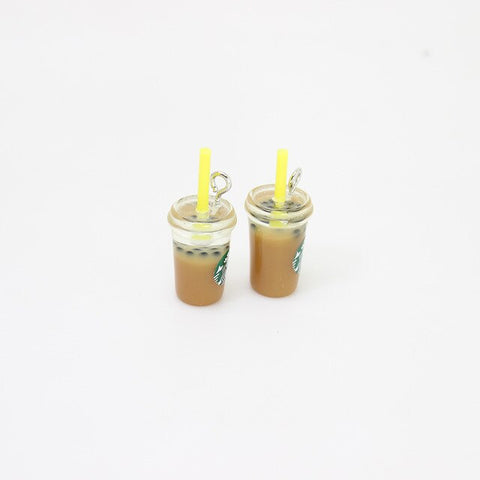 8pcs-- 21*12mm Resin Kawaii 3D Straw Milk Tea Ice Cream Coffee Frappuccino Cup Charm Imitation food Pendant Jewlery Findings