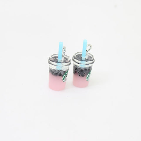 8pcs-- 21*12mm Resin Kawaii 3D Straw Milk Tea Ice Cream Coffee Frappuccino Cup Charm Imitation food Pendant Jewlery Findings