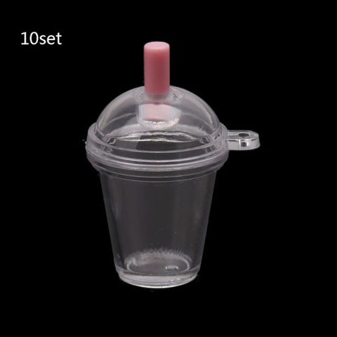 10Pcs Mini Frappuccino Cup Coffee Cup Dollhouse Miniature Simulation Plastic Cake Ice Cream Cups Keychain Jewelry Making DIY