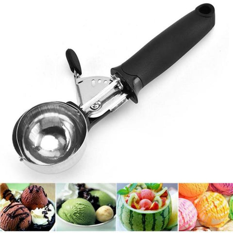 Stainless Steel Ice Cream Scoop Ice Ball Maker Frozen Yogurt Cookie Dough Meat Balls Ice Cream Spoon Tools Watermelon Spoon