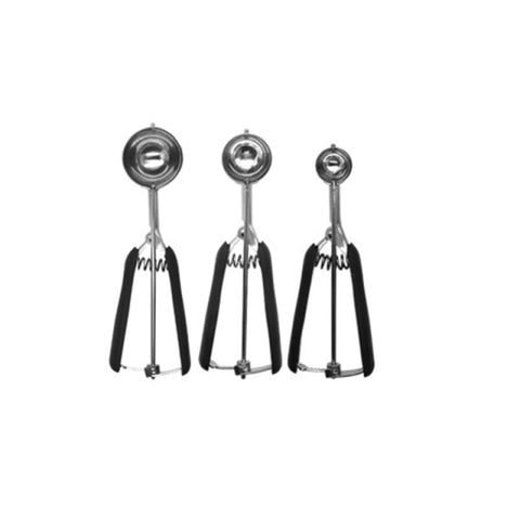 Cookie Scoop Set Ice Cream Scoop 18/8 Stainless Steel with Anti Slip Rubber Grip Cookie Dough Scooper with Trigger Release