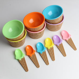 New Safe Feeding Baby Bowls Plates Children's Tableware Food Containers Cups Kids Dishes Ice Cream Bowls Spoons Dinnerware Gift