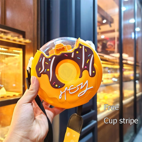 New Summer Cute Donut Ice Cream Water Bottle With Straw Creative Square Watermelon Cup Portable Leakproof Tritan Bottle BPA Free