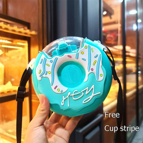 New Summer Cute Donut Ice Cream Water Bottle With Straw Creative Square Watermelon Cup Portable Leakproof Tritan Bottle BPA Free