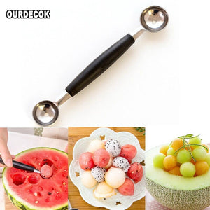 Kitchen Ice Cream Ball Mash Potato Scoop 2 Heads Fruit Ball Stainless Steel Spoons Kitchen Accessories Wholesale New Arrival