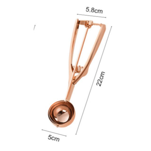 Gold Ice Cream Spoon Stainless Steel Ice Cream Tools Cookie Scoop Icecream Spoon Kitchen Sticks Mashed Potatoes Watermelon 1PCS
