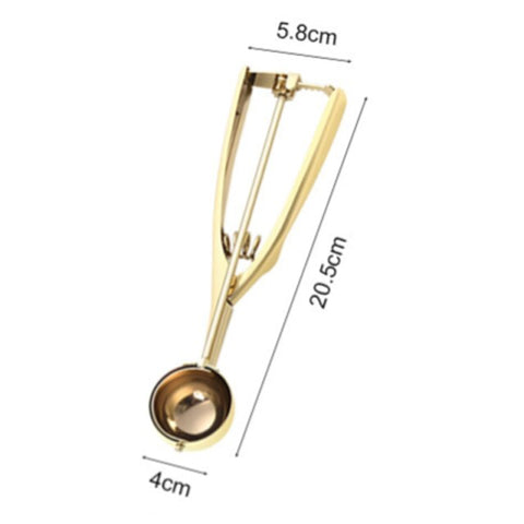 Gold Ice Cream Spoon Stainless Steel Ice Cream Tools Cookie Scoop Icecream Spoon Kitchen Sticks Mashed Potatoes Watermelon 1PCS