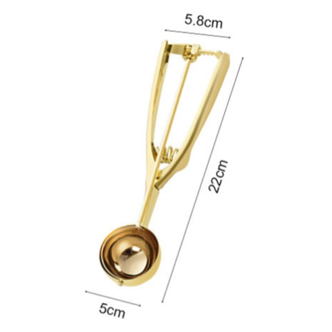 Gold Ice Cream Spoon Stainless Steel Ice Cream Tools Cookie Scoop Icecream Spoon Kitchen Sticks Mashed Potatoes Watermelon 1PCS