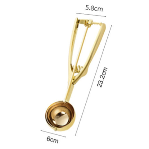 Gold Ice Cream Spoon Stainless Steel Ice Cream Tools Cookie Scoop Icecream Spoon Kitchen Sticks Mashed Potatoes Watermelon 1PCS