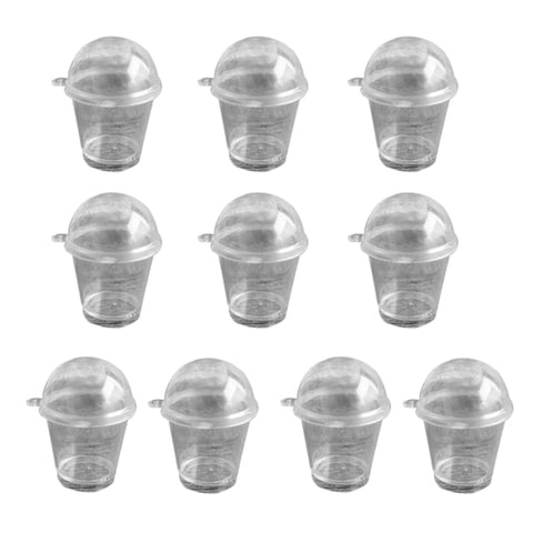 10pcs Mini Mousse Cup Clear Plastic Cake Cup Miniature Cute Play House Toy Popcorn Ice Cream Cups Dollhouse Accessory Decor