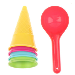 5 Pcs/lot Cute Ice Cream Cone Scoop Sets Beach Toys Sand Toy for Kids Children Educational Montessori Summer Play Set Game Gifts