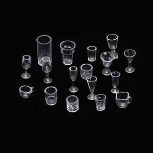 17PCS Plastic Model Mini Cup Ice Cream Bowl Miniatures Goblet Simulation Tableware Dollhouse Accessories Doll Kitchen DIY Toys