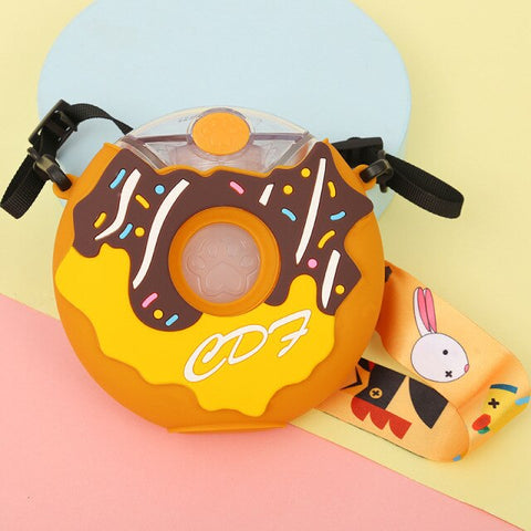 New Summer Cute Donut Ice Cream Water Bottle With Straw Creative Square Watermelon Cup Portable Leakproof Tritan Bottle BPA Free