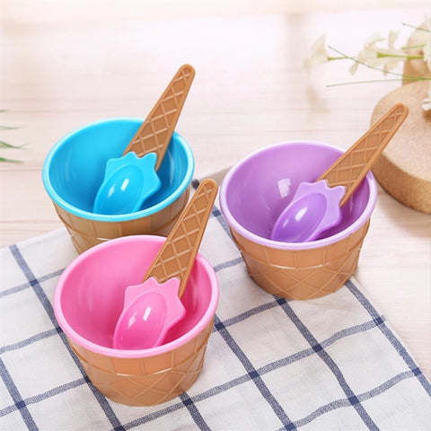 Children's exquisite gift dessert ice cream bowl reusable bowl and spoon ice cream cup 7 colors optional ice cream tool kitchen