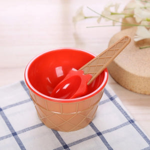 Children's exquisite gift dessert ice cream bowl reusable bowl and spoon ice cream cup 7 colors optional ice cream tool kitchen