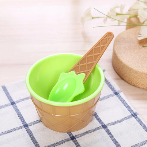 Children's exquisite gift dessert ice cream bowl reusable bowl and spoon ice cream cup 7 colors optional ice cream tool kitchen